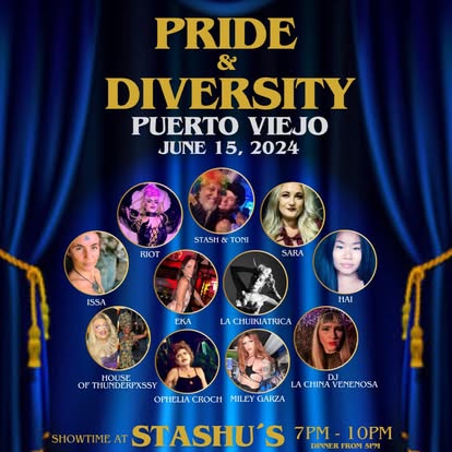 Pride & Diversity Puerto Viejo event poster, June 15 2024